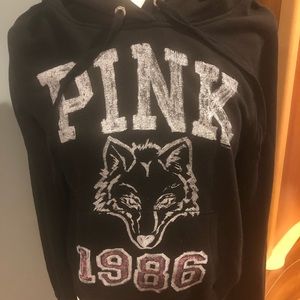 Victoria’s Secret PINK Black Hooded Sweatshirt Size Large